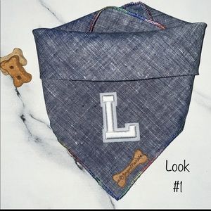 Blue Linen Blend Dog Bandana